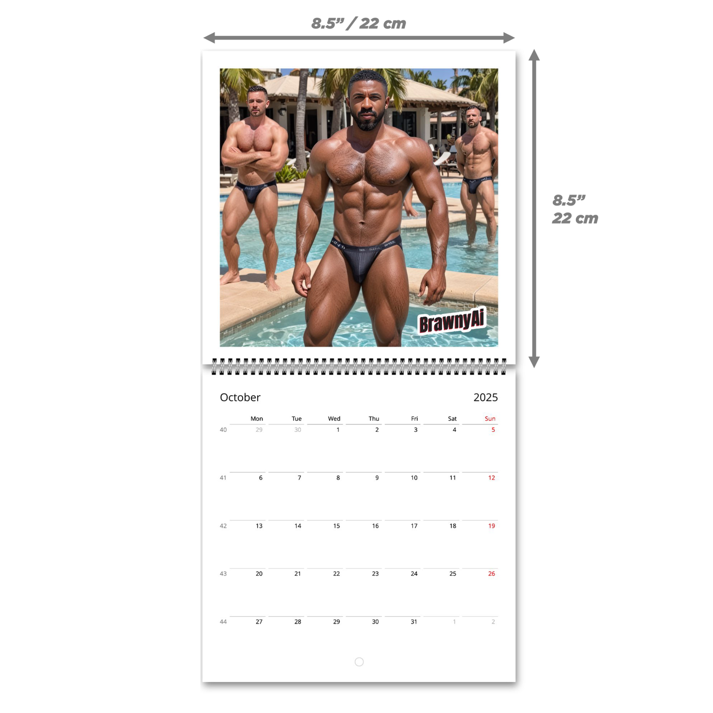 BrawnyAi 2025 Hunks in the Pool Wall calendars (US & CA)