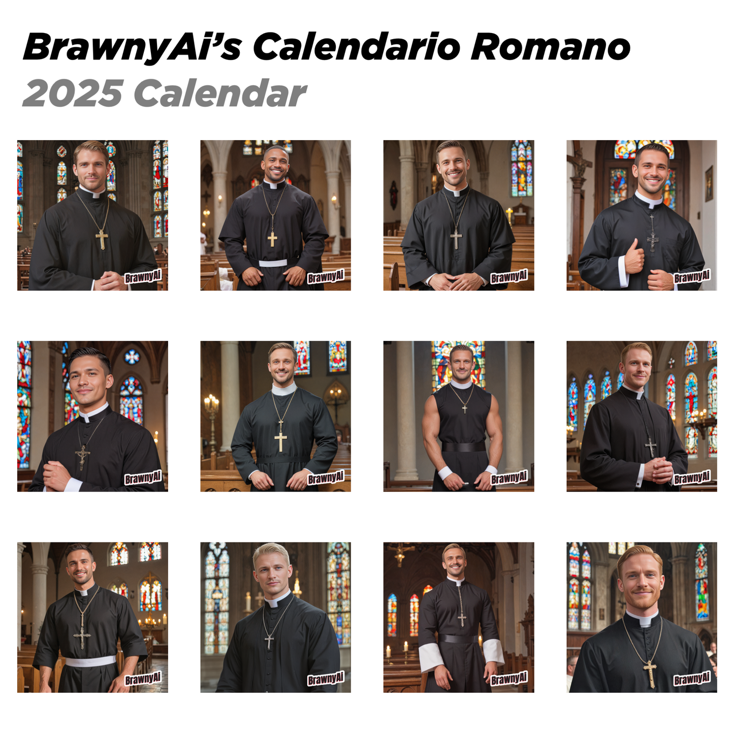 BrawnyAi 2025 Priests - Calendario Romano (US & CA)