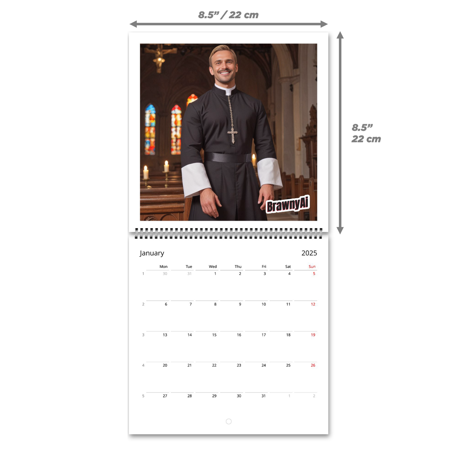 BrawnyAi 2025 Priests - Calendario Romano (US & CA)