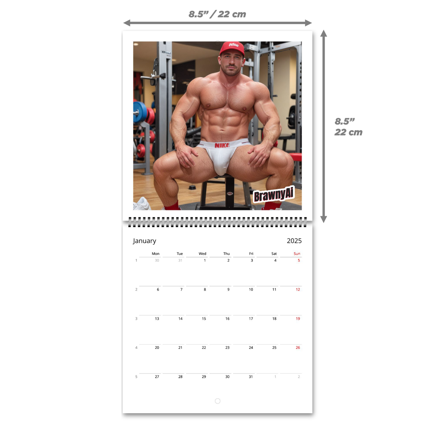 BrawnyAi 2025 Red Cap Jock Wall calendars (US & CA)