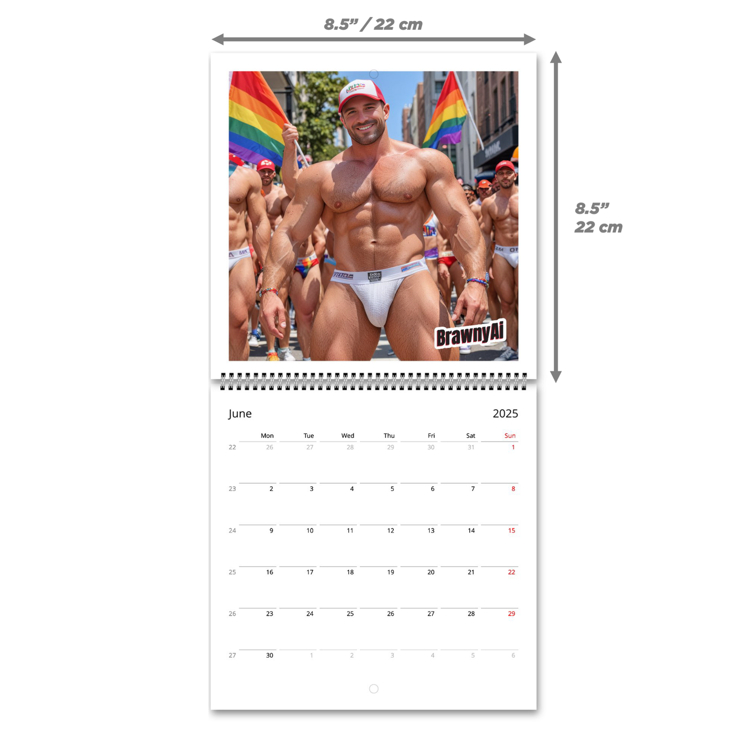 BrawnyAi 2025 Red Cap Jock Wall calendars (US & CA)