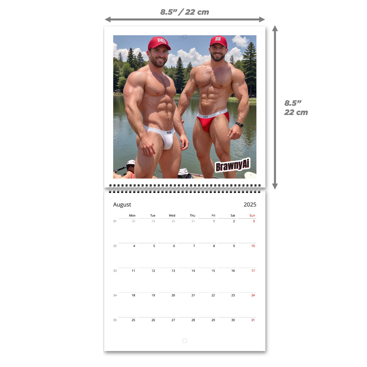 BrawnyAi 2025 Red Cap Jock Wall calendars (US & CA)